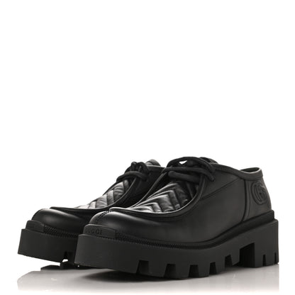 Gucci Calfskin Nappa Matelasse Lug Sole Derby Loafers 35.5 Black 3 of 7