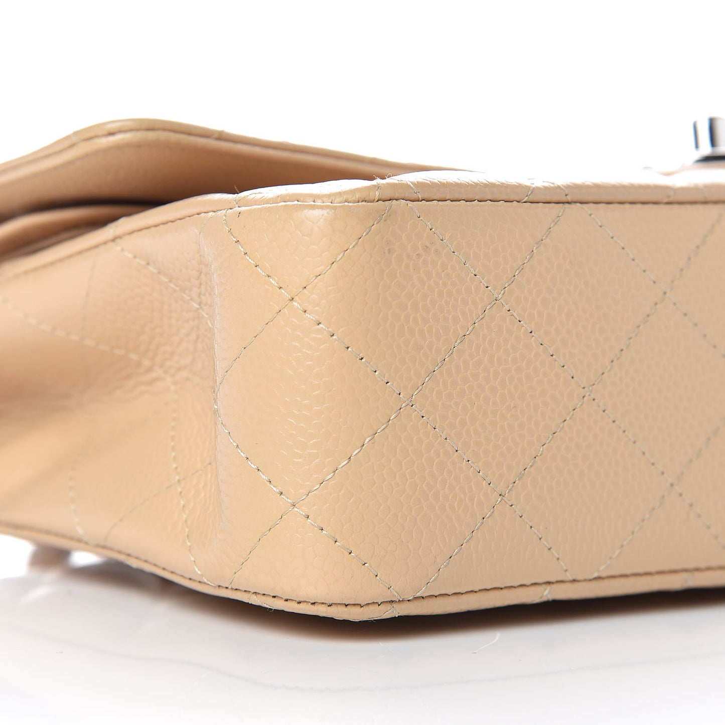 Caviar Quilted Medium Double Flap Beige Clair