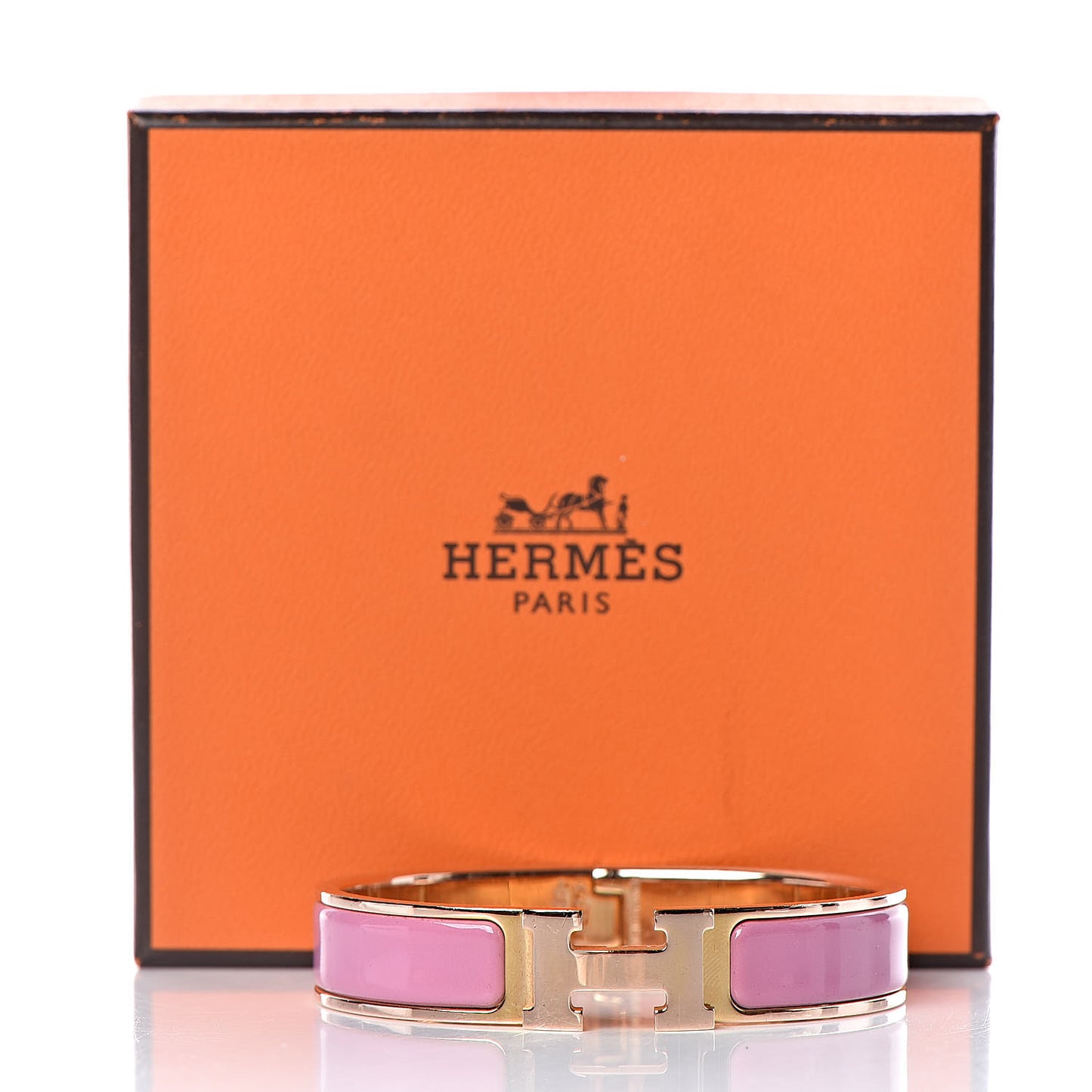 Enamel Narrow Clic Clac H Bracelet PM Rose Flamingo