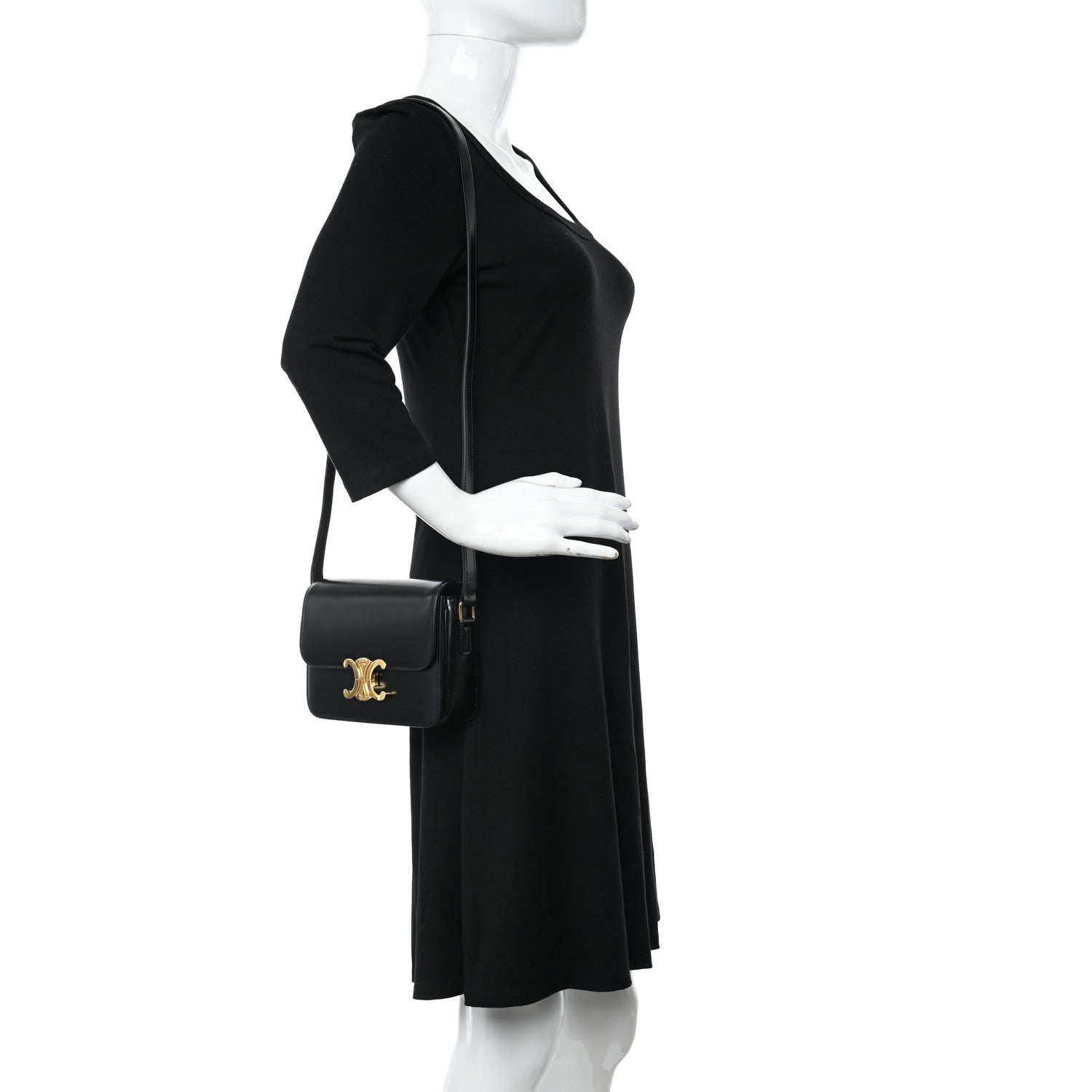 Celine Shiny Calfskin Teen Triomphe Black 2 of 15