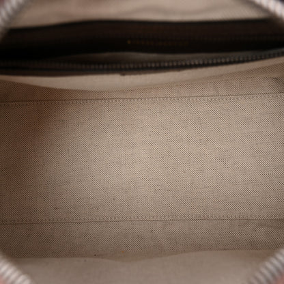 Gucci X ADIDAS Crystal Vintage Monogram Textured Dollar Calfskin Web Trefoil Logo Mini Bowling Bag Mid Natural Nut Off White New Acero 5 of 10
