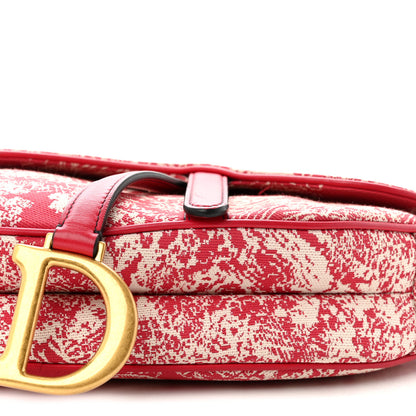 Christian Dior Canvas Reverse Embroidered Toile De Jouy Saddle Bag With Strap Red 10 of 10