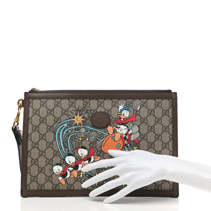 Gucci X DISNEY GG Supreme Monogram Donald Duck Interlocking G Wristlet Pouch Beige Multicolor New Acero 2 of 8