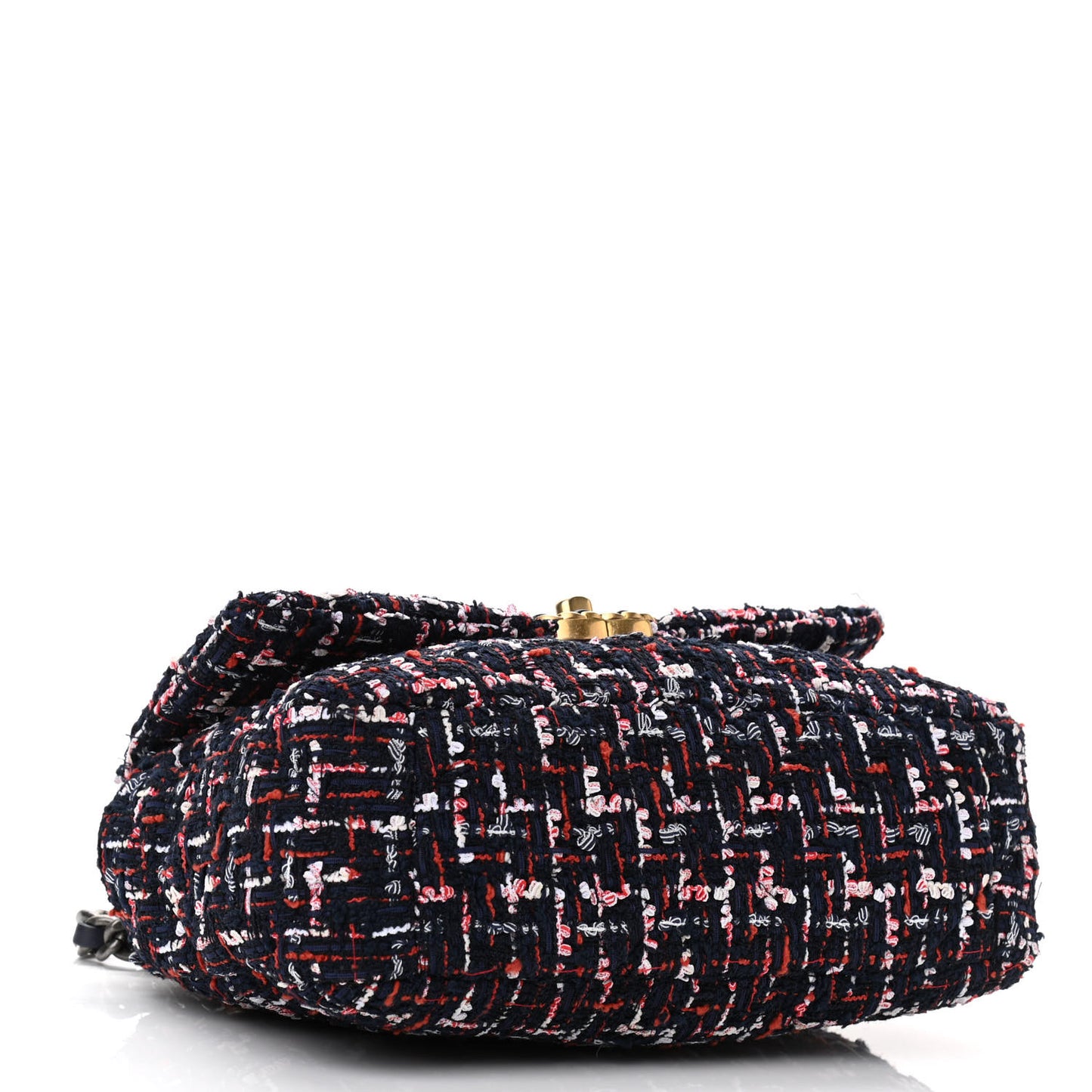 Tweed Quilted Medium Chanel 19 Flap Navy Blue White Red