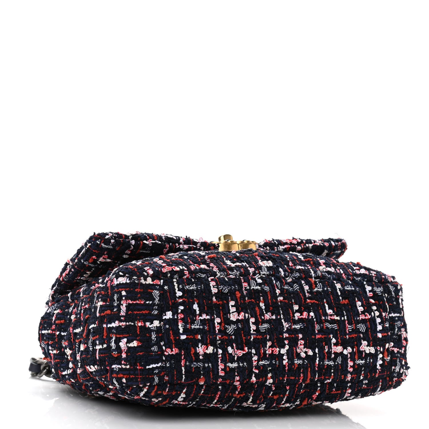 Chanel Tweed Quilted Medium Chanel 19 Flap Navy Blue White Red 4 of 11