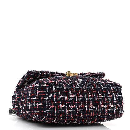 Chanel Tweed Quilted Medium Chanel 19 Flap Navy Blue White Red 4 of 11