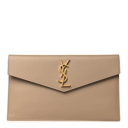 Saint Laurent Grain De Poudre Uptown Pouch Dark Beige 1 of 7