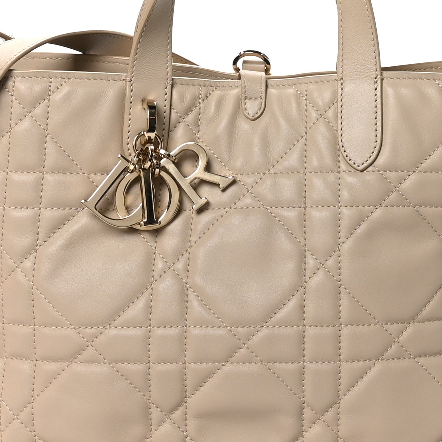 Calfskin Macrocannage Medium Toujours Vertical Tote Powder Beige