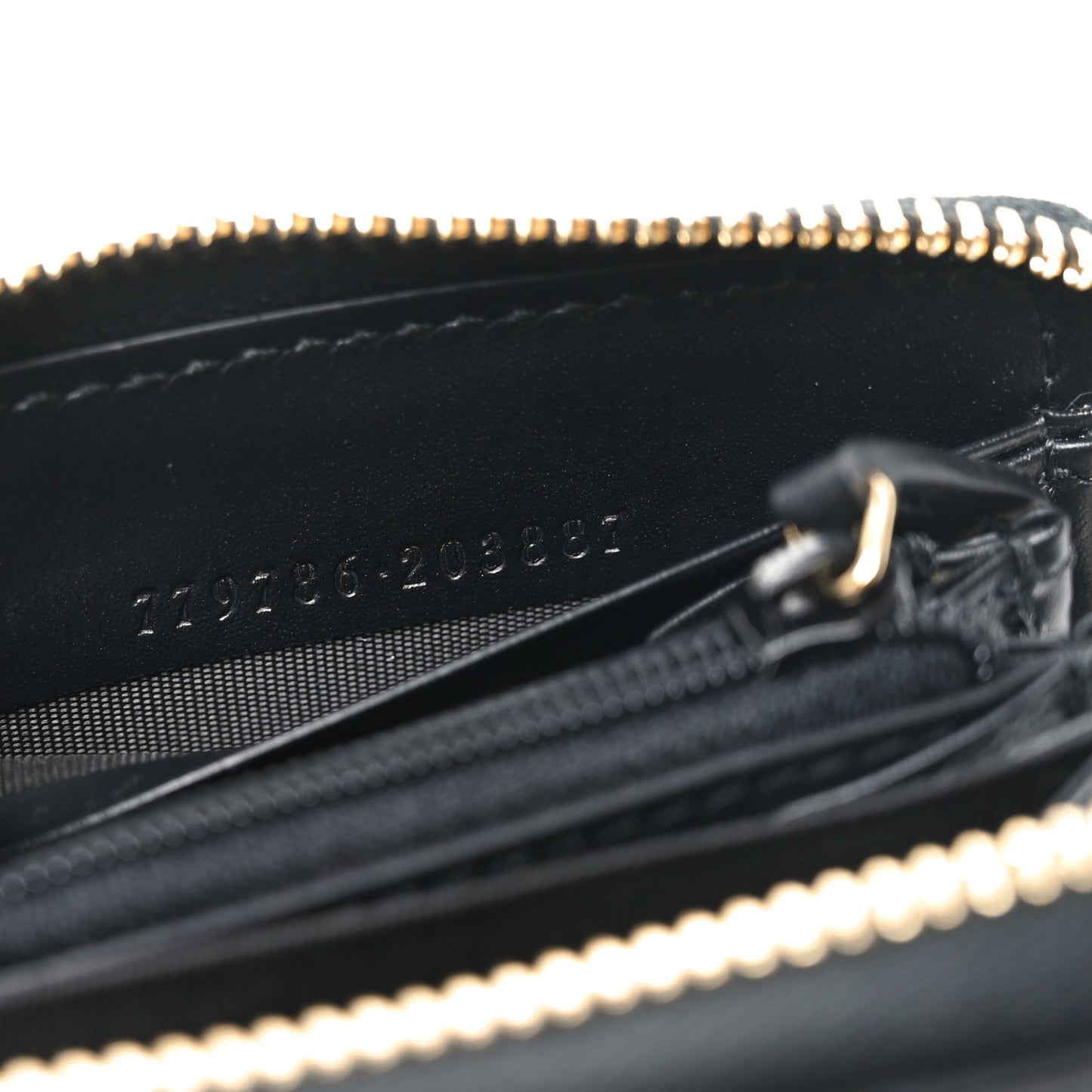 GG Calfskin Embossed Emblem Zip Around Wallet Black