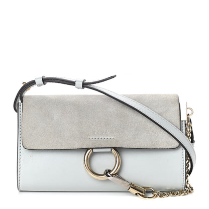 Chloe Suede Calfskin Mini Faye Shoulder Bag Airy Grey 1 of 8