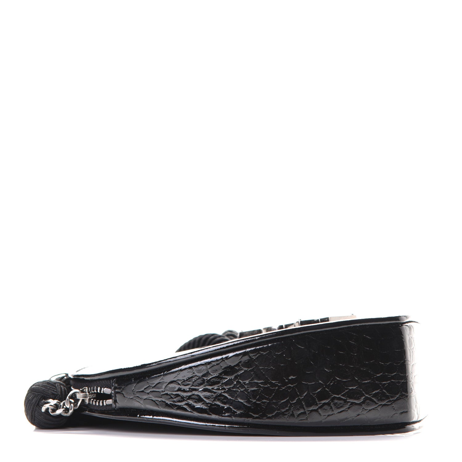 Saint Laurent Patent Crocodile Embossed Sac Coeur Heart Shaped Clutch Black 3 of 5