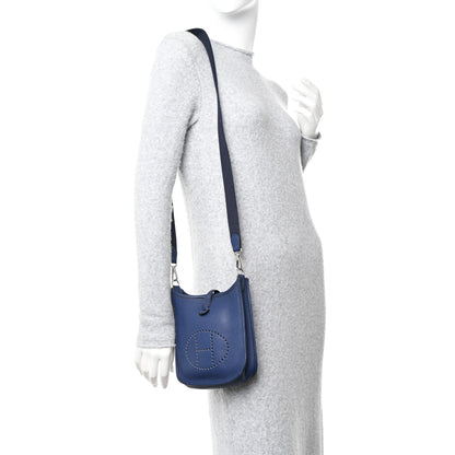 Hermes Taurillon Clemence Evelyne TPM Blue Saphir Blue Indigo 2 of 14