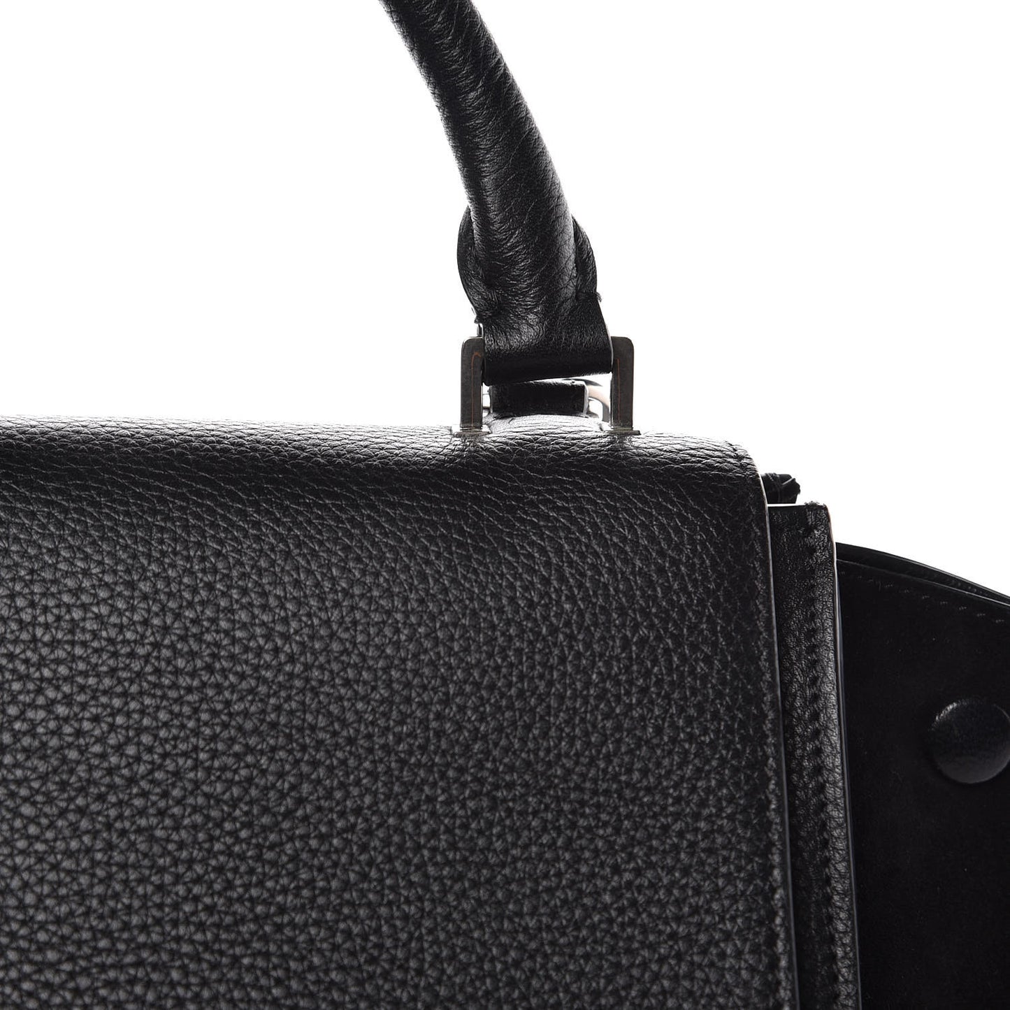 Drummed Calfskin Suede Medium Trapeze Black