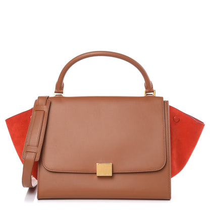 Celine Natural Calfskin Suede Medium Bi-Color Trapeze Tan 1 of 9
