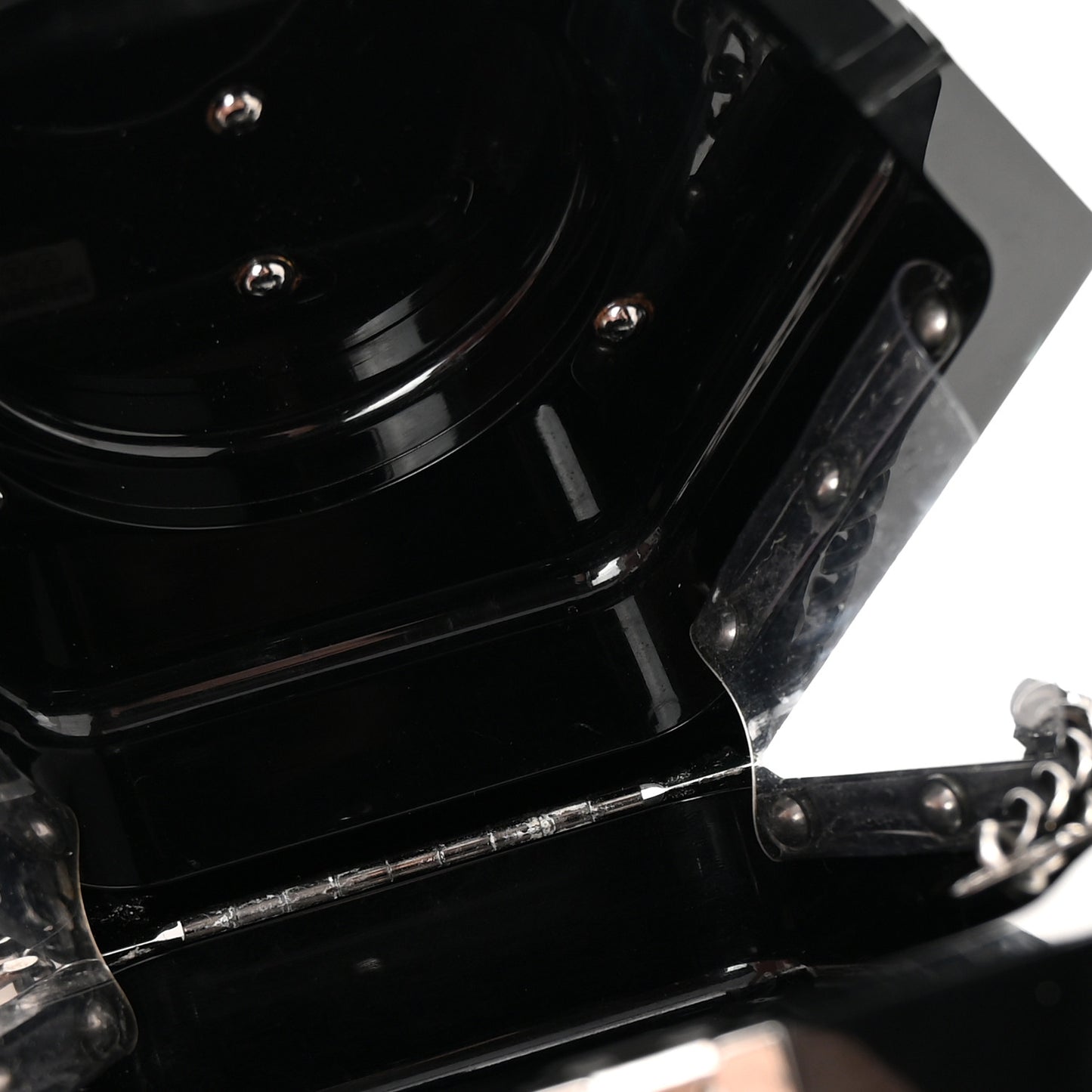 Plexiglass Octagon CC Minaudiere Clutch Black
