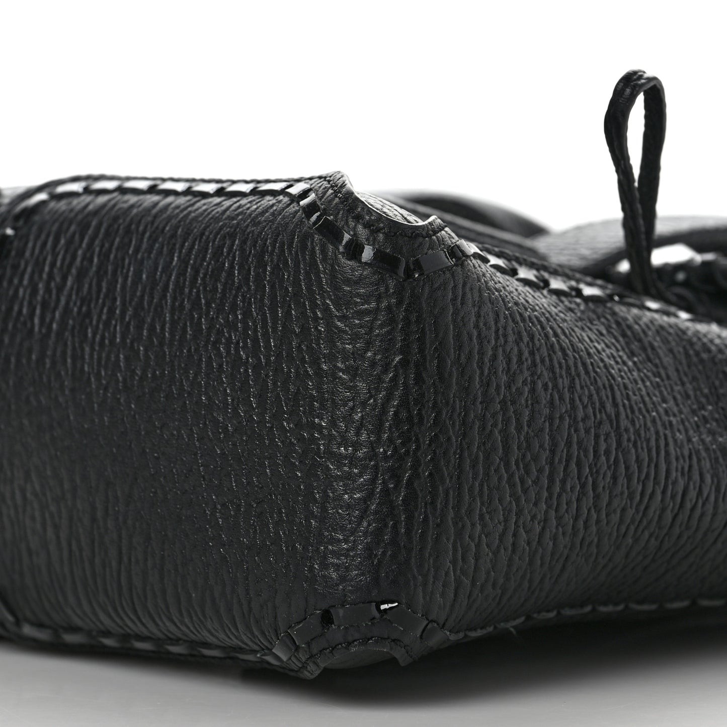 Textured Calfskin Mini Whipstitch Pashli Satchel Black