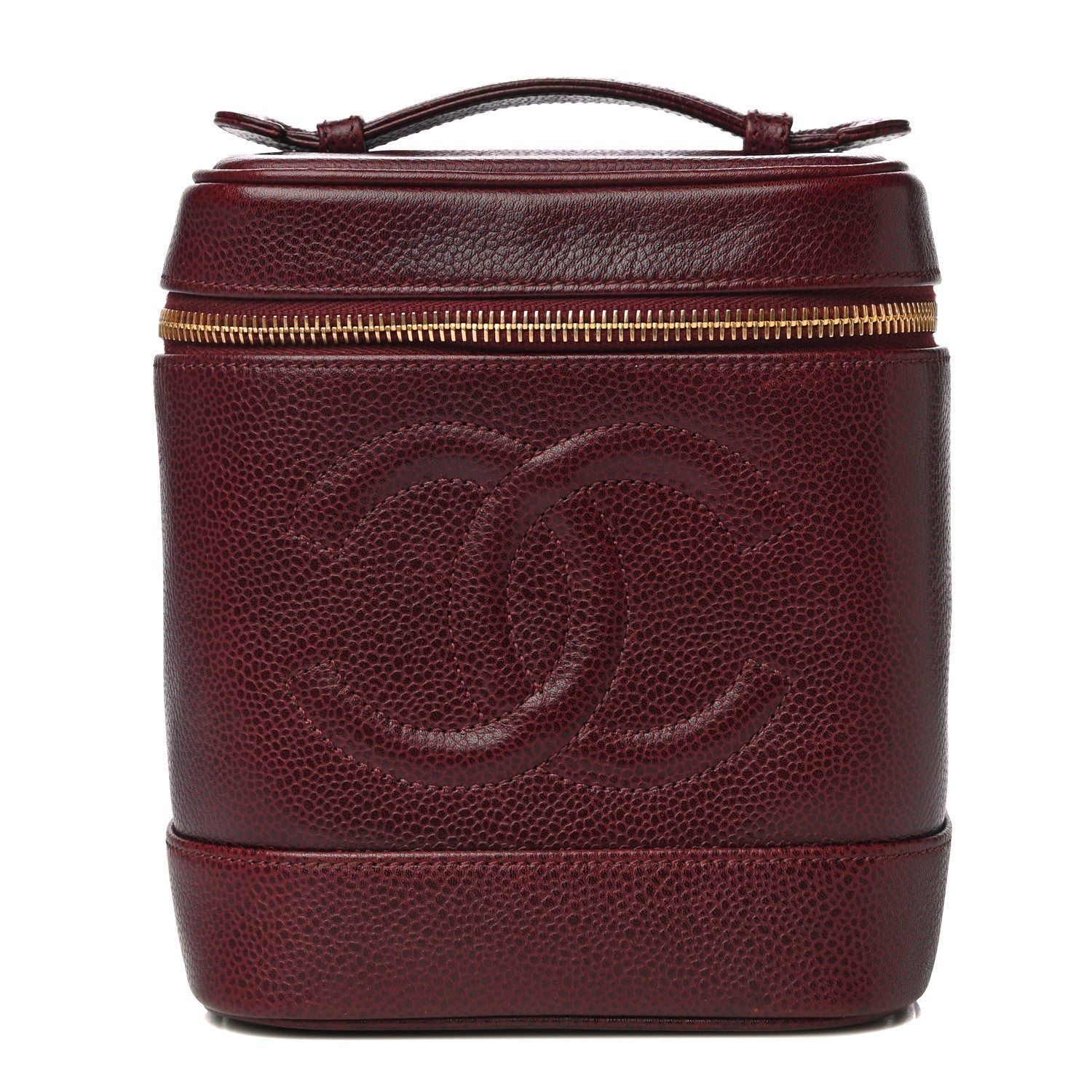 Chanel Caviar Vanity Cosmetic Case Burgundy 1 of 11