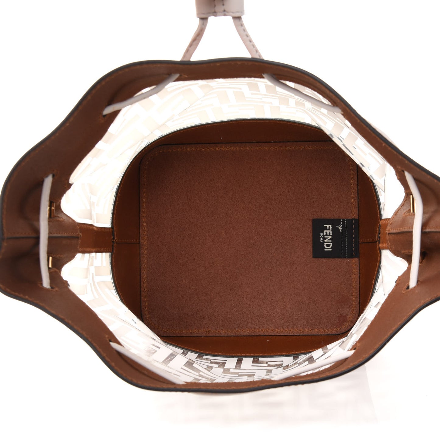 TPU FF Vitello Aura F is Fendi Grande Mon Tresor Bucket Bag White Cuoio