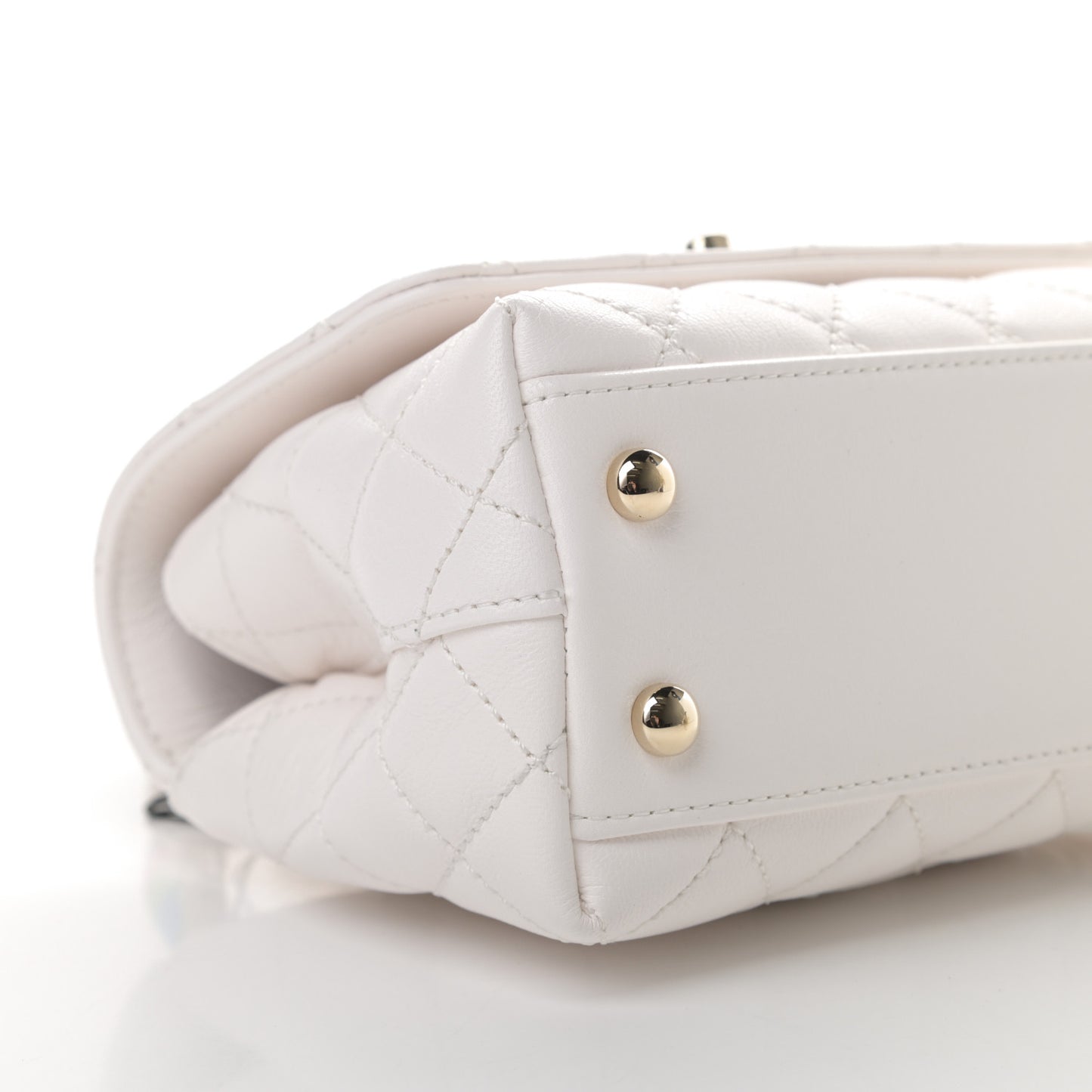 Goatskin Quilted Extra Mini Rainbow Coco Handle Flap White