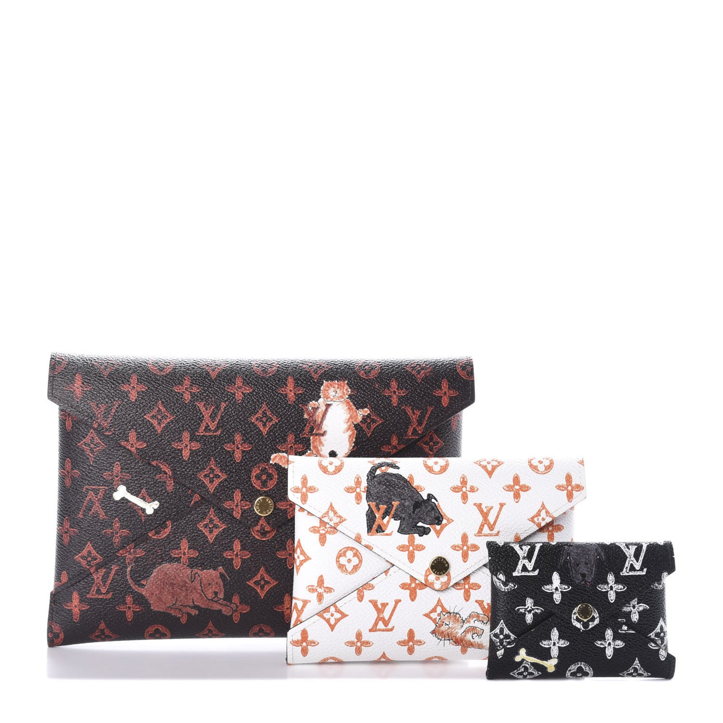 Catogram Kirigami Pochette Set Marron White Black