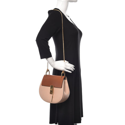 Chloe Grained Calfskin Lambskin Bi-Color Drew Shoulder Bag Powder Beige Mustard 2 of 10
