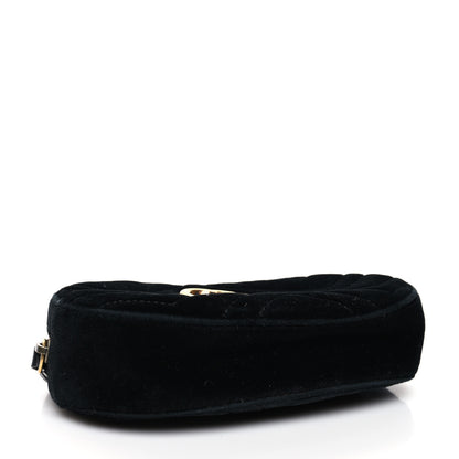 Gucci Velvet Matelasse GG Marmont Belt Bag 95 38 Black 4 of 12