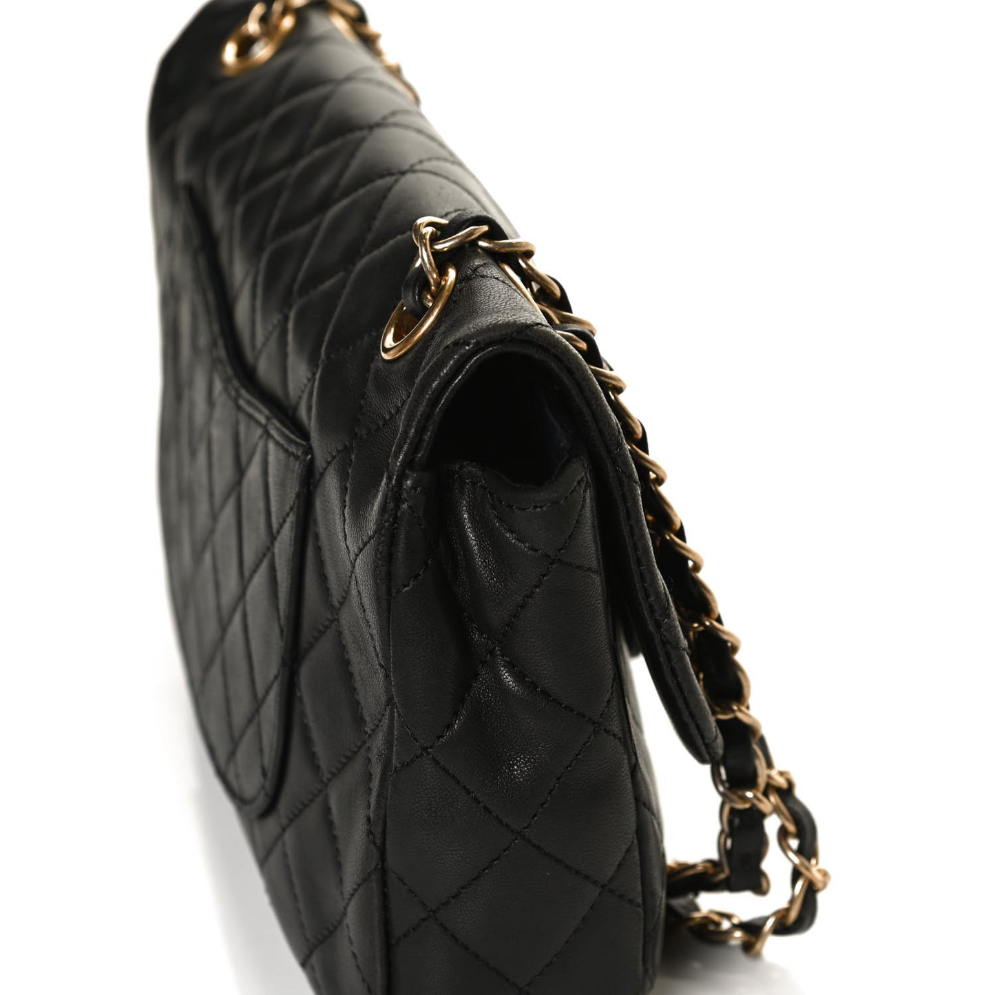 Lambskin Quilted Single Flap Black