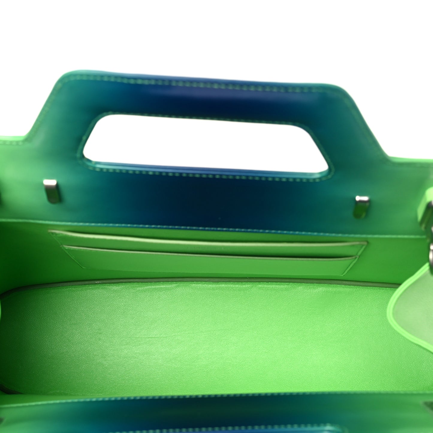 Smooth Airbrushed Calfskin Medium Wanda Top Handle Green Blue