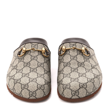 Gucci GG Supreme Monogram Miro Soft Calfskin Womens Horsebit Slippers 37.5 Beige Ebony New Acero 2 of 10