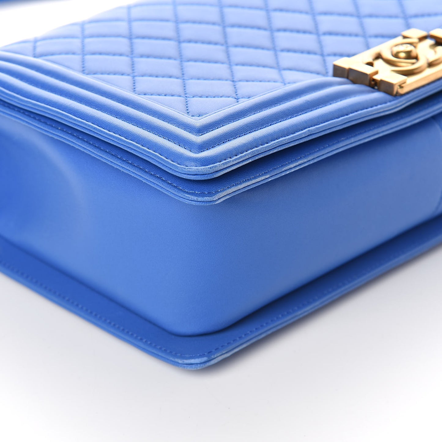 Lambskin Quilted New Medium Boy Flap Blue