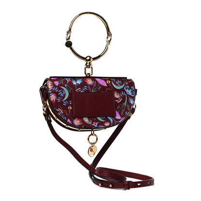 Chloe Calfskin Floral Print Small Nile Bracelet Minaudiere Bag Plum Purple 5 of 9