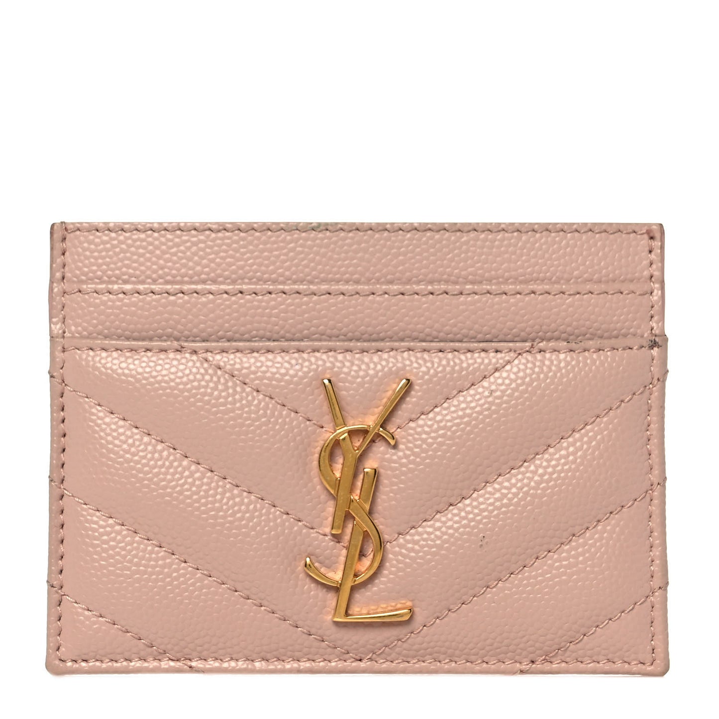 Grain De Poudre Matelasse Chevron Monogram Credit Card Case Pale Pink