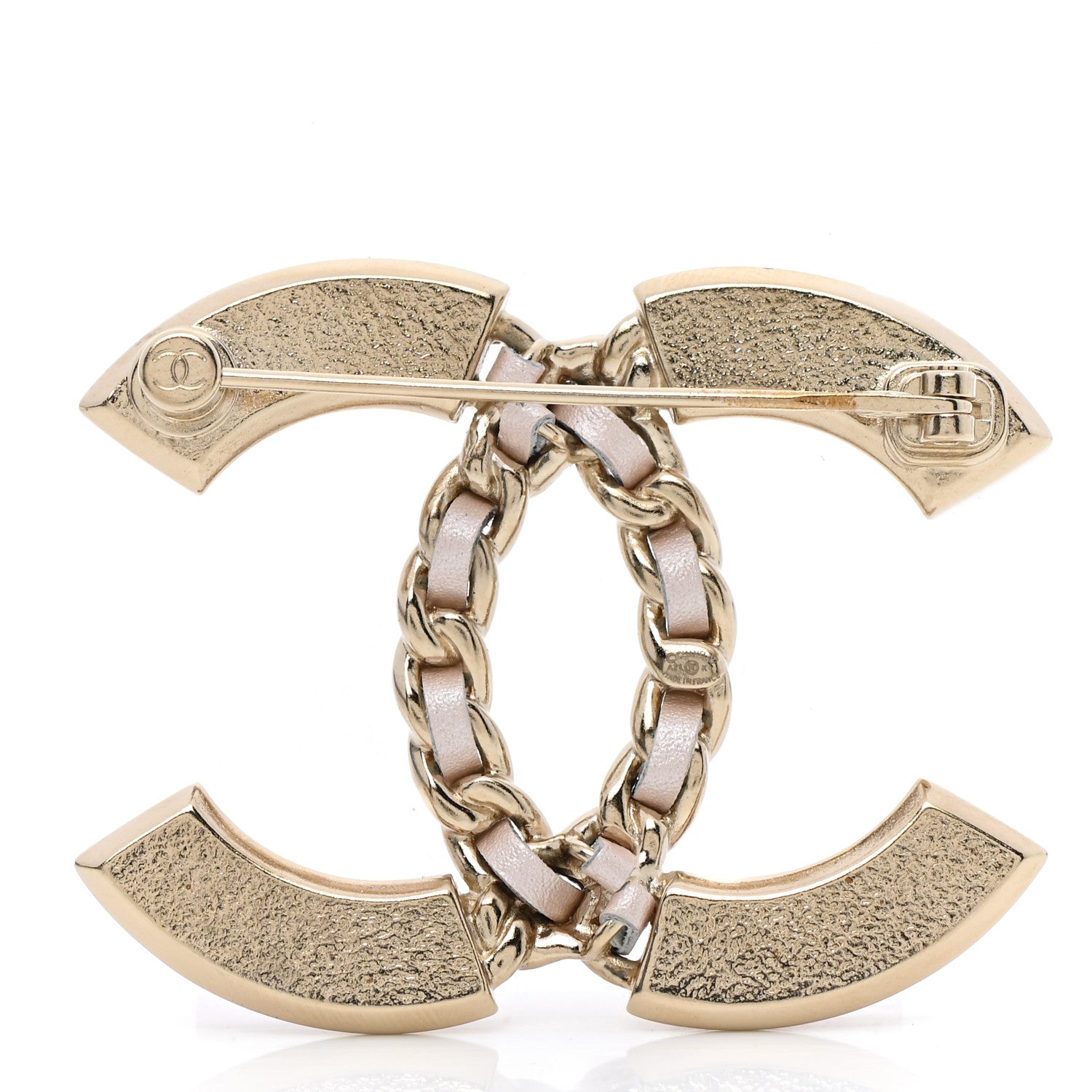Chanel Resin Glitter Lambskin Baguette CC Chain Brooch Pink Gold 3 of 5