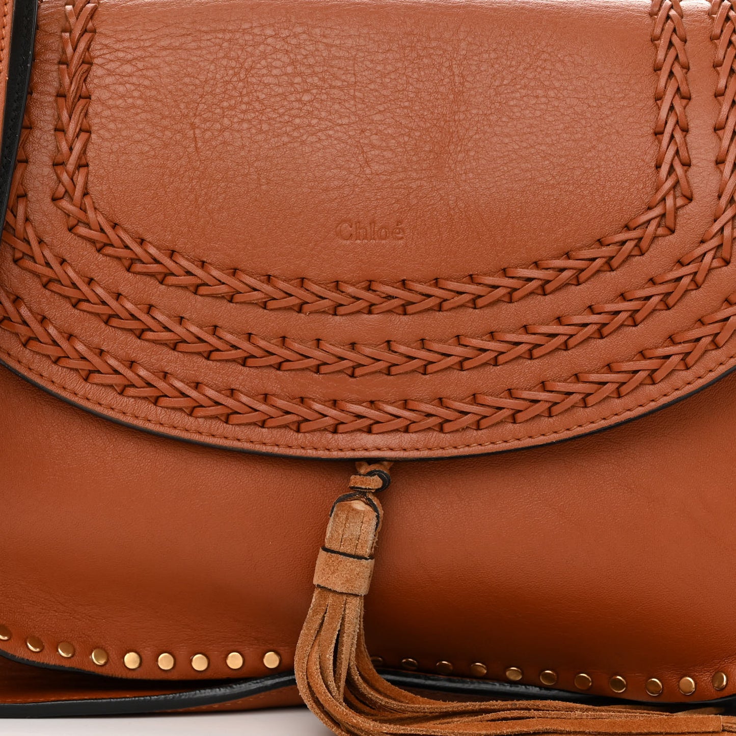 Calfskin Medium Braided Hudson Double Carry Shoulder Bag Caramel