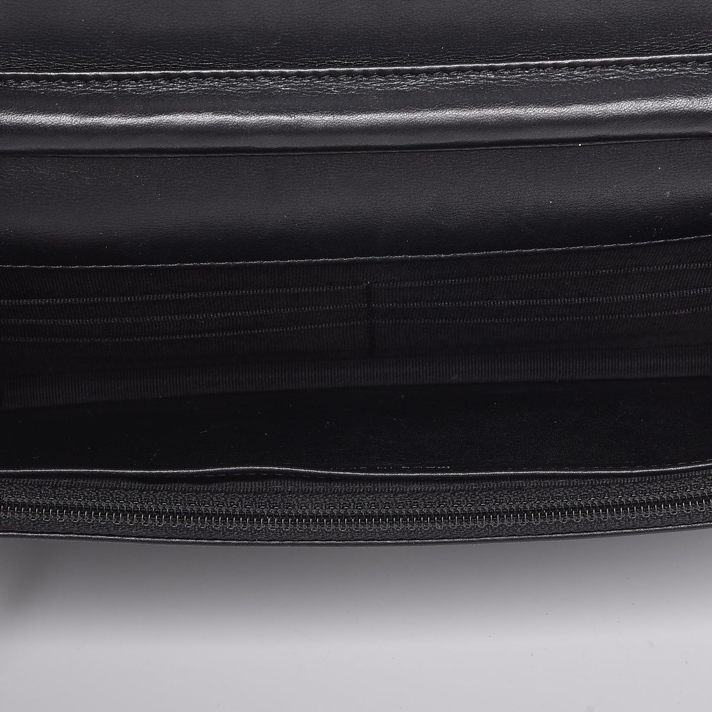 Striated Patent Quilted Wallet on Chain WOC Black
