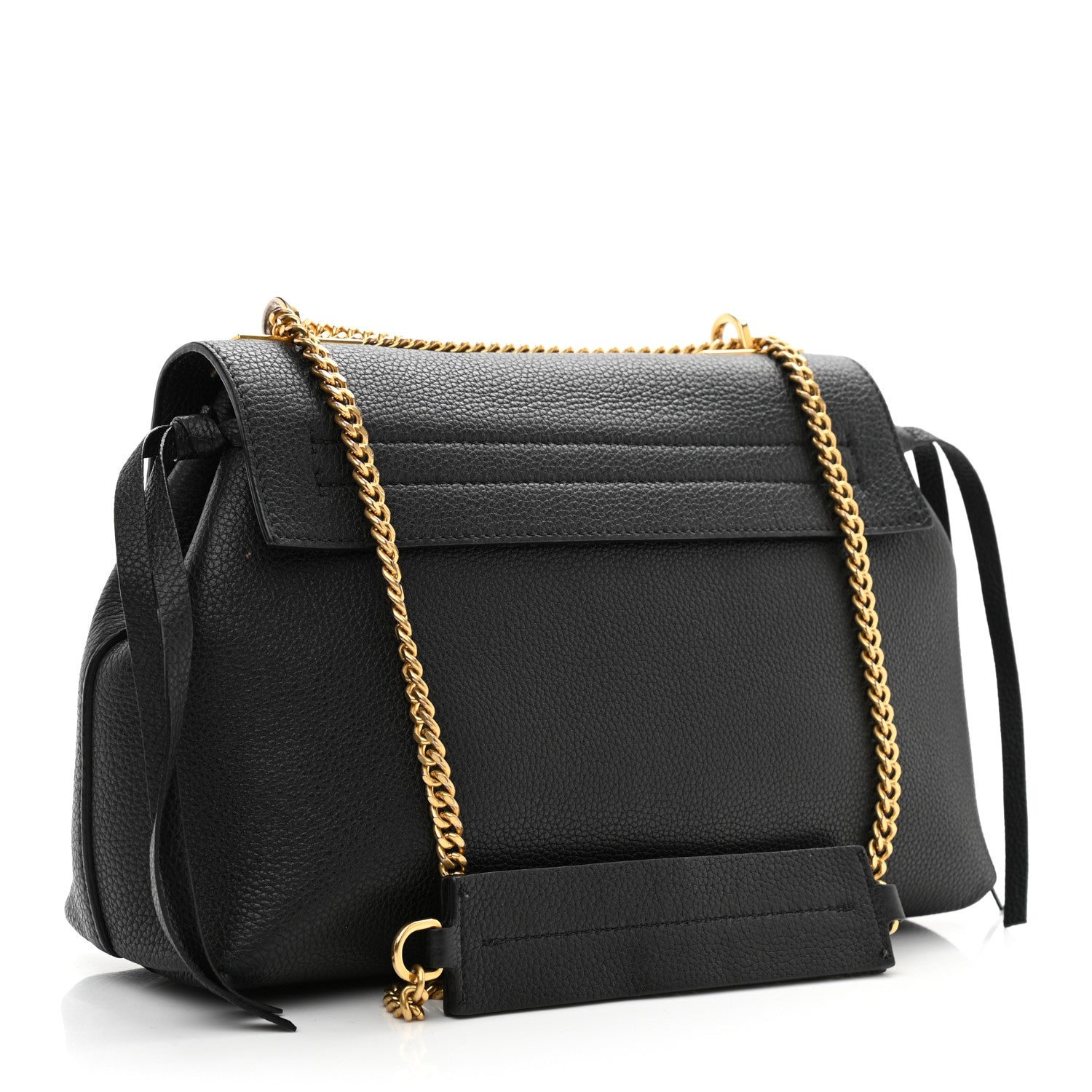 Valentino Garavani Pebbled Calfskin Small VRing Chain Shoulder Bag Black 3 of 12