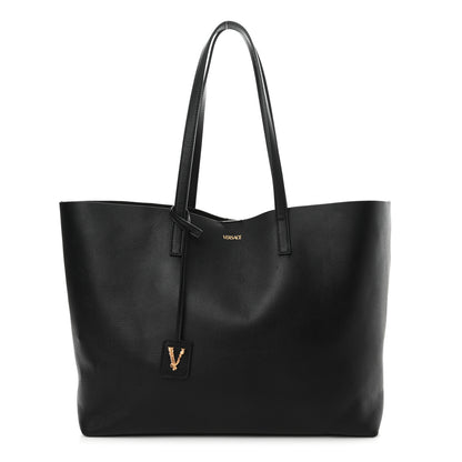 Versace Calfskin Virtus Tote Black 1 of 9
