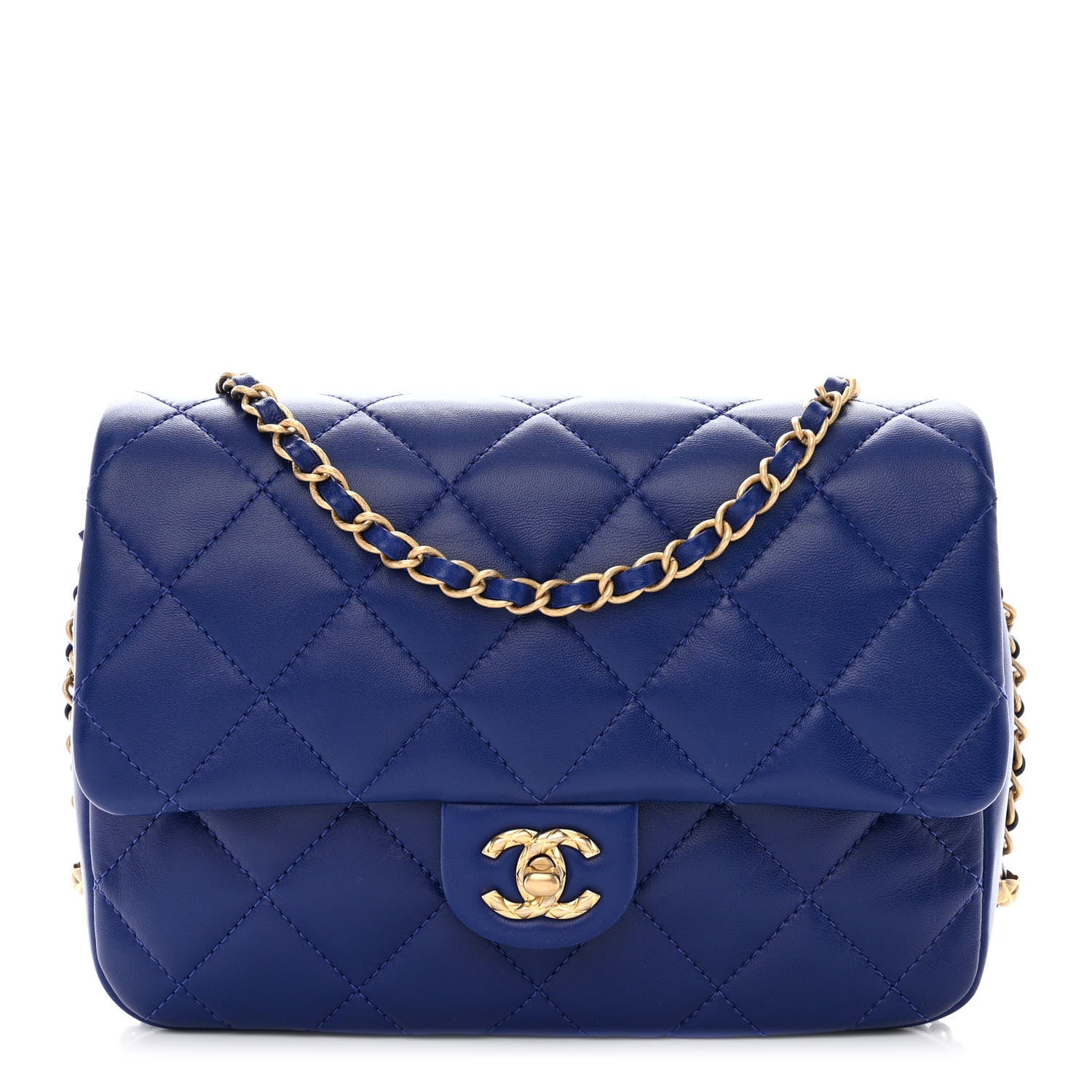 Chanel Lambskin Quilted Large CC Chain Flap Blue 1 of 11