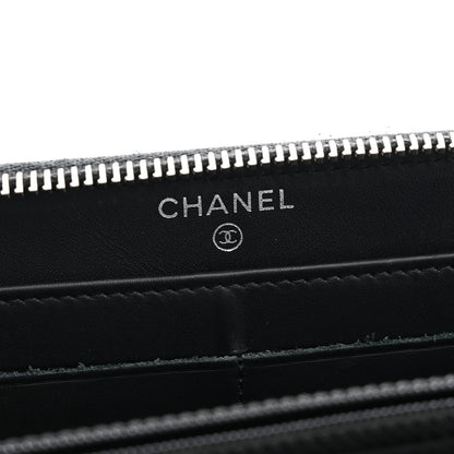 Chanel Patent Quilted Large Gusset Zip Around Wallet Black 6 of 8