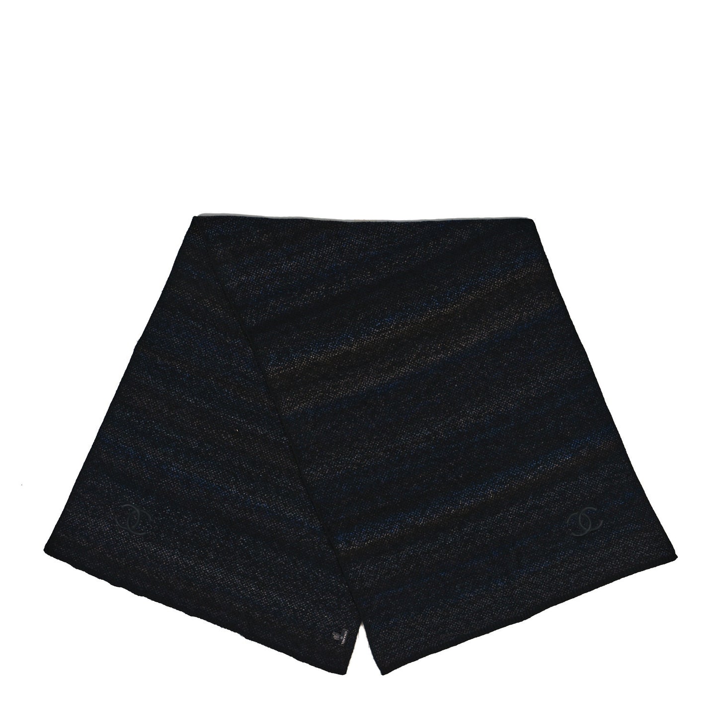 Cashmere Striped CC Scarf Black Blue