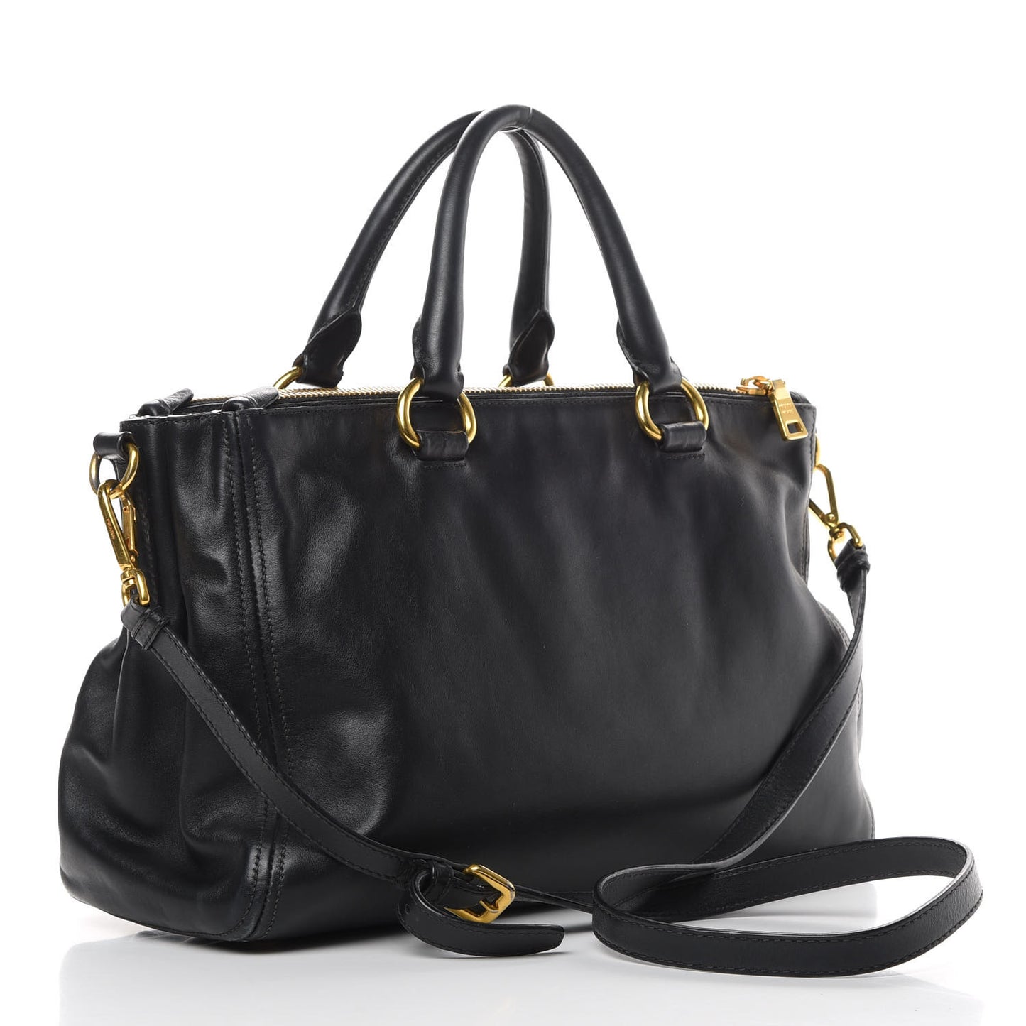 Soft Calfskin Double Zip Shoulder Bag Black
