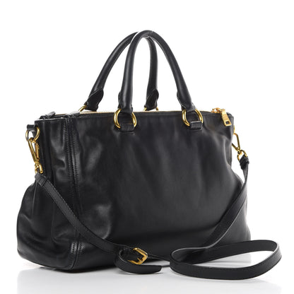 Prada Soft Calfskin Double Zip Shoulder Bag Black 3 of 19