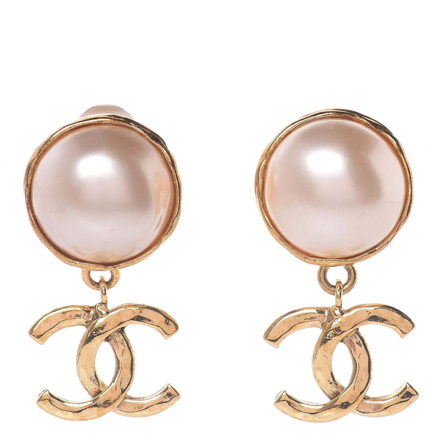 Chanel Pearl CC Drop Clip On Earrings Gold 1 of 5