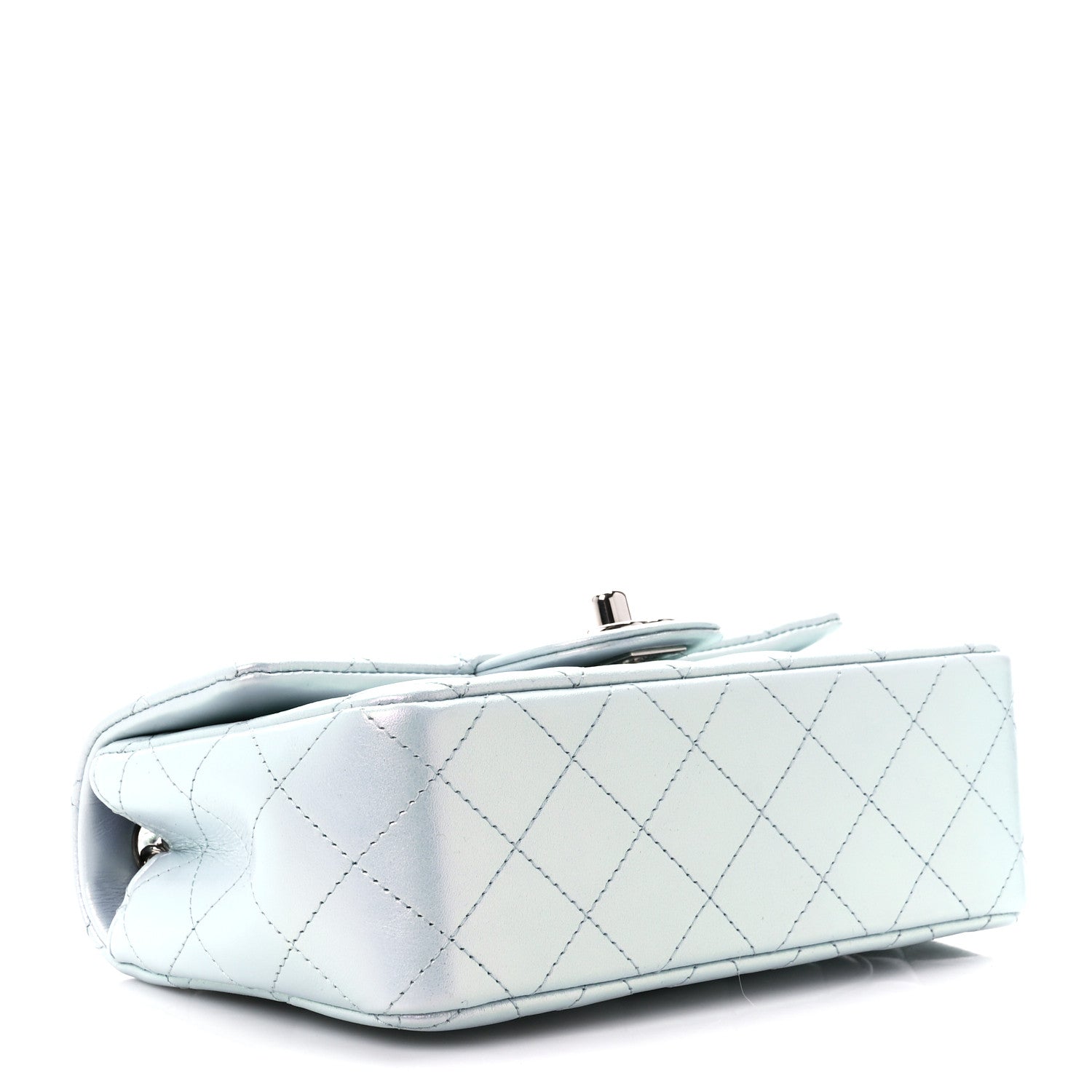 Chanel Iridescent Calfskin Quilted Mini Rectangular Flap Light Blue 4 of 11