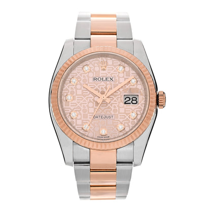 Rolex Stainless Steel 18K Everose Gold Diamond 36mm Oyster Perpetual Datejust Watch Pink Jubilee 116231 1 of 5