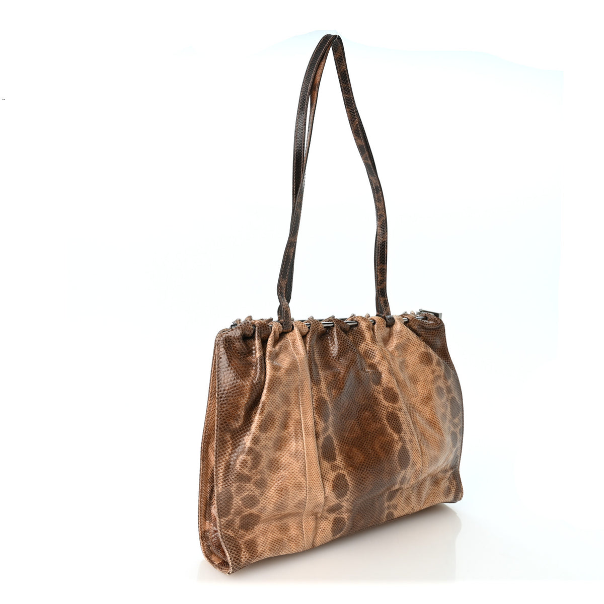 Lizard Frame Shoulder Bag Brown