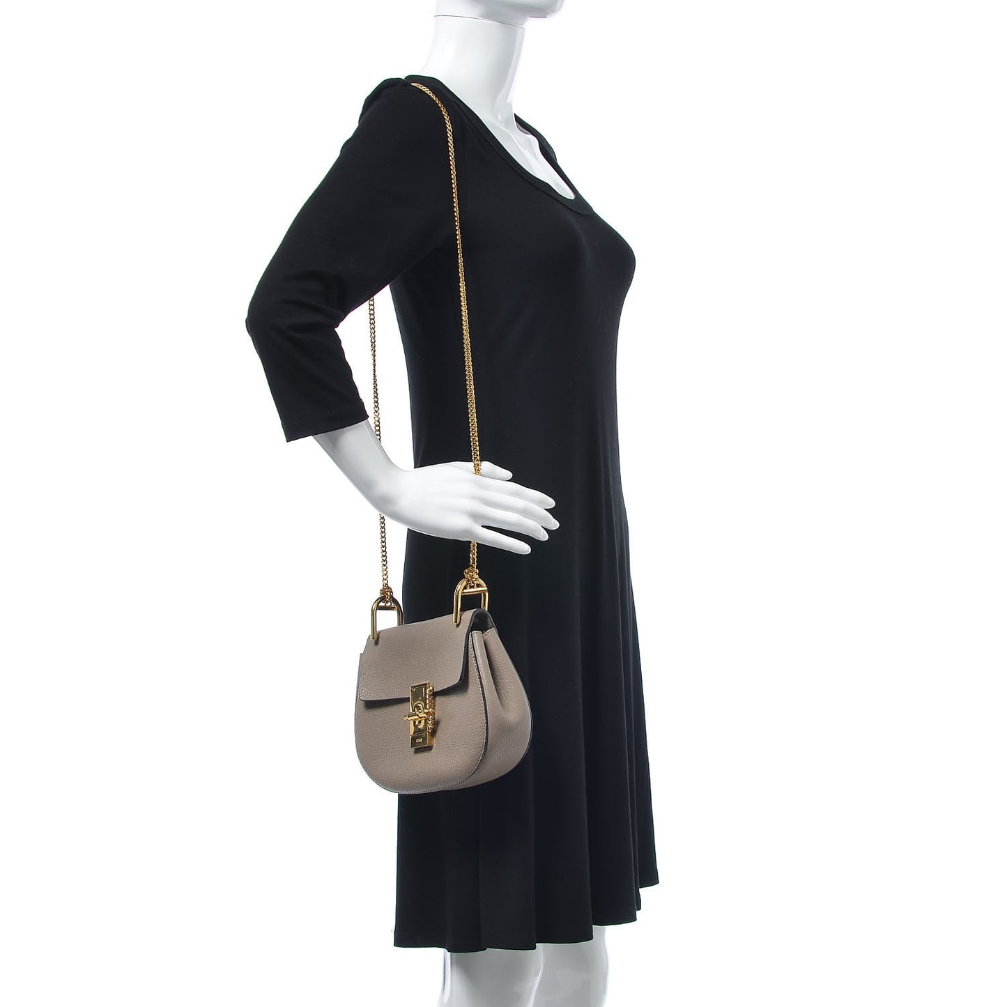 Grained Lambskin Mini Drew Shoulder Bag Motty Grey