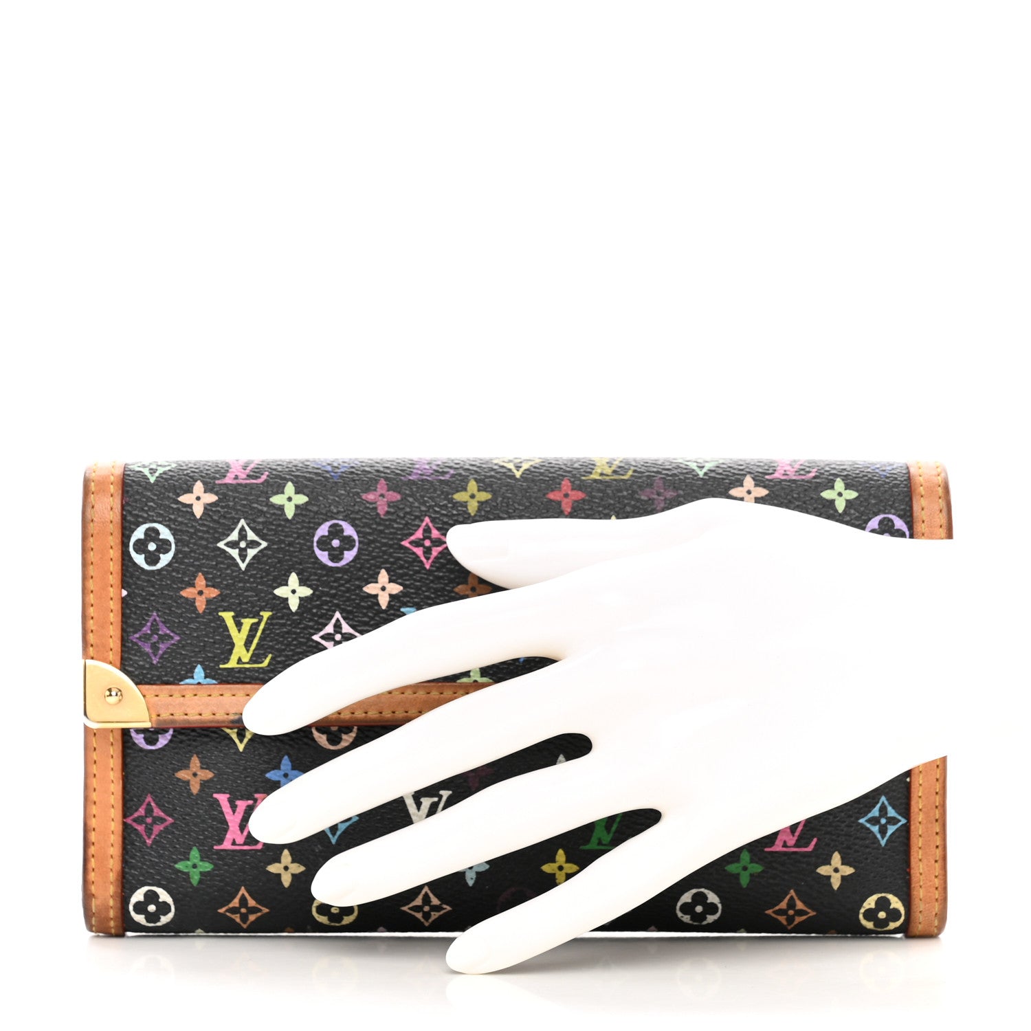Louis Vuitton Monogram Multicolor Porte Tresor International Wallet Black 2 of 16