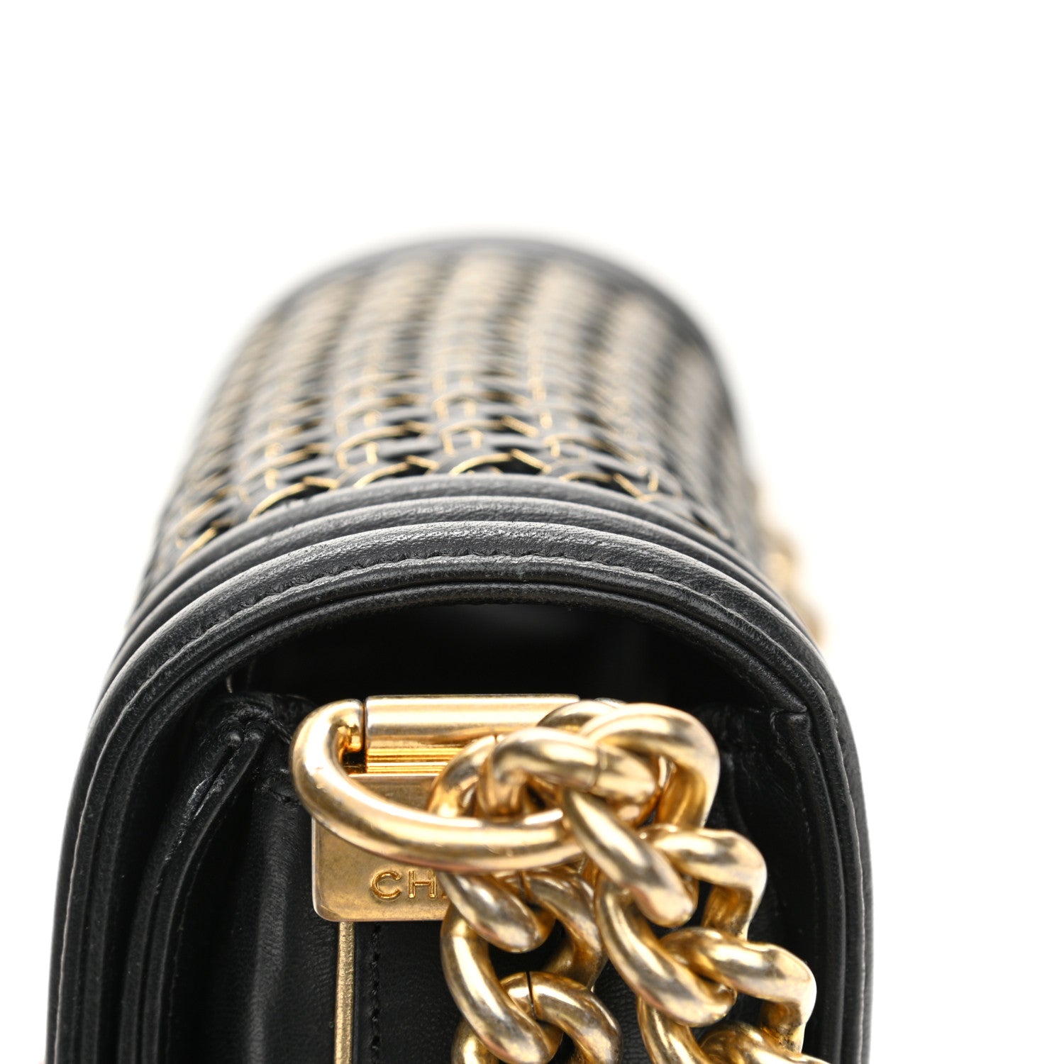 Chanel Sheepskin Braided Small Boy Reverso Flap Black 7 of 9