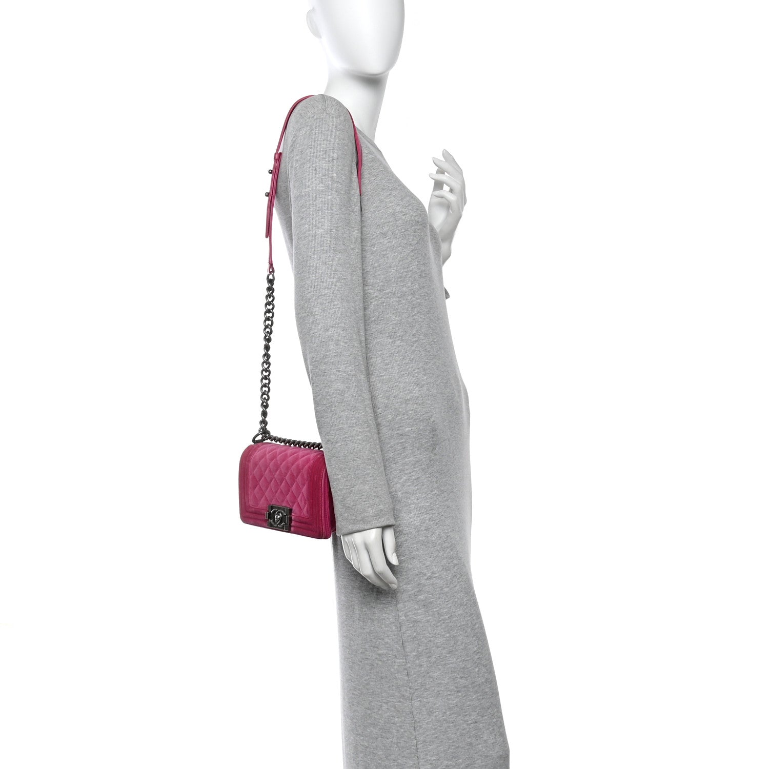 Chanel Velvet Quilted Small Boy Flap Fuchsia 2 of 15